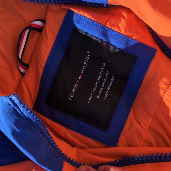 Tommy Hilfiger Jacket Windbreaker Size L (Orange & Blue) Vintage Look - Picture 2 of 6